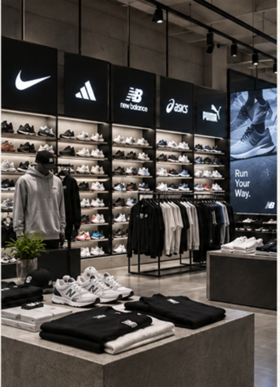 Sneaker / sports store shelves